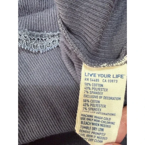 American Eagle Outfitters Gray Ribbed Lace Trim Tank Top Women L Large Logo - Picture 7 of 8